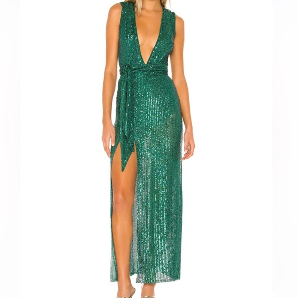 REVOLVE NBD Green Sequin Maxi Dress